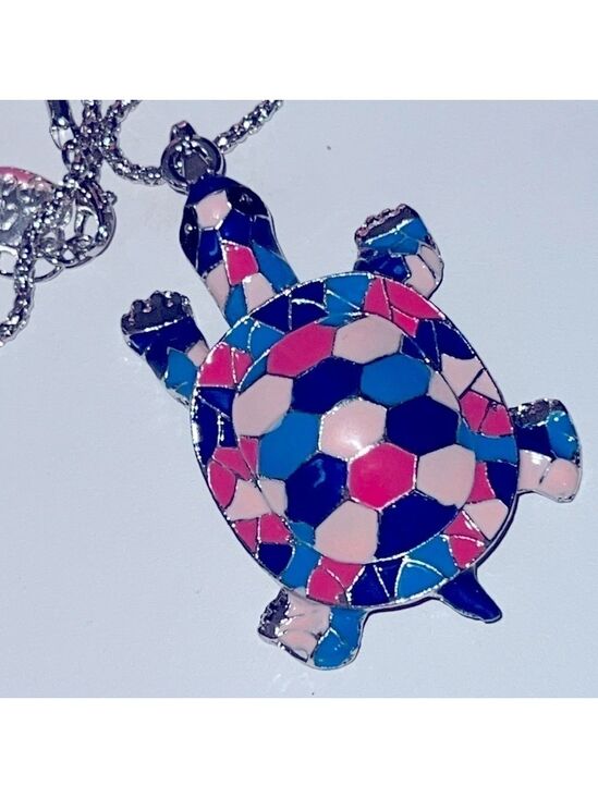 Betsey Johnson Jewelry - BETSEY JOHNSON SILVER ALLOY AND MULTICOLORED TURTLE NECKLA…